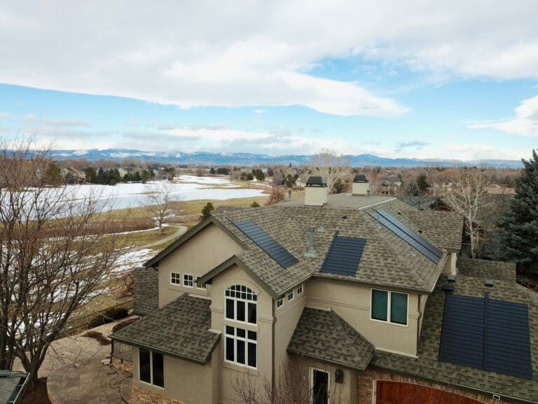 Fresh rooftop work with lake behind