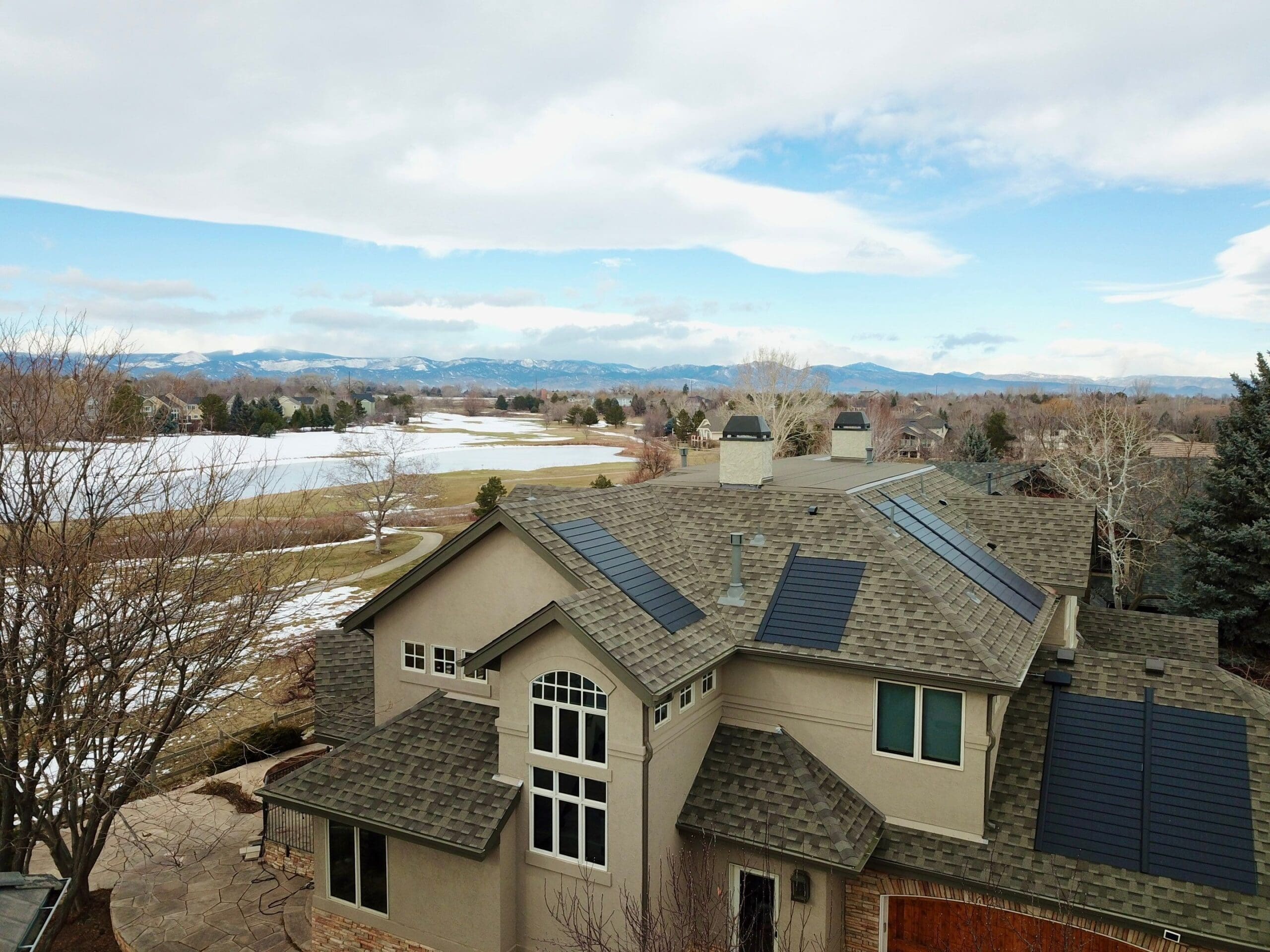 Fresh rooftop work with lake behind